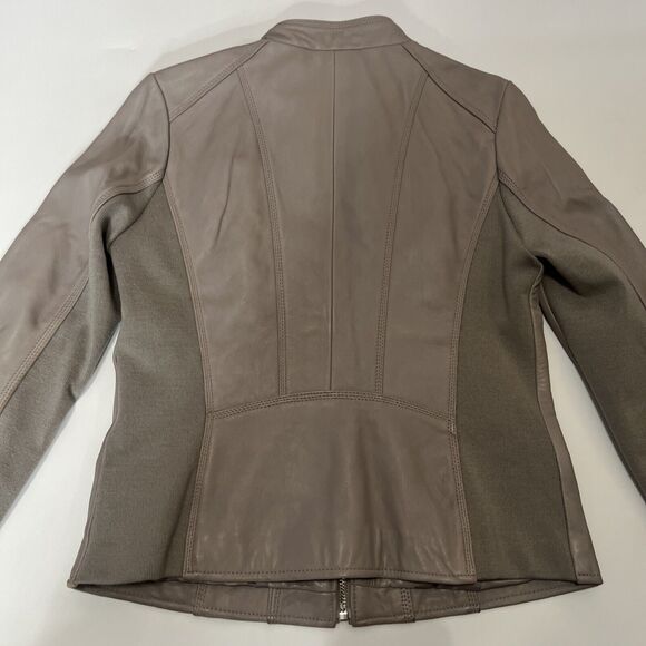 MICHAEL KORS PEARL GRAY LDS LEATHER JACKET MINT POCKET FULL ZIP SIZE Small - Picture 13 of 16